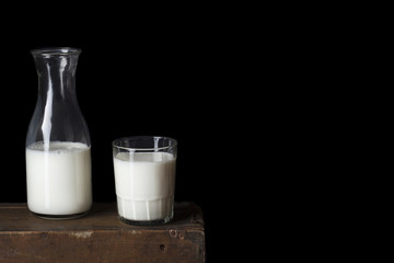 Milk bottle and milk glass