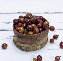 ripe red berries of gooseberries