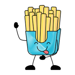 Kawaii french fries icon over white background, vector illustration