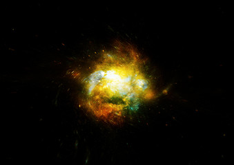 Stars, dust and gas nebula in a far galaxy