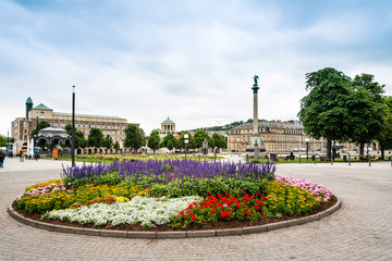 STUTTGART, GERMANY - June 25, 2018: Schlossplatz is the largest square in the center of Stuttgart, GERMANY