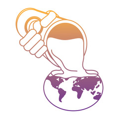 oil Barrel with spilled liquid on earth planet icon over white background, vector illustration