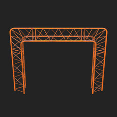 Metal truss girder element. 3d render on black background