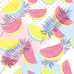 Seamless Watermelon Pattern isolated on hand drawn brush backgro