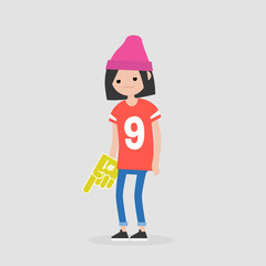 Young upset football fan. Loss. Sport. Flat editable vector illustration, clip art