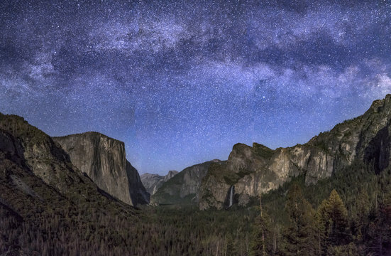 Are the Stars Out Tonight - Milky Way over Moonlit Yosemite Valley