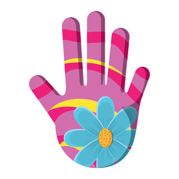 hamsa hand with beautiful flowers design over white background, vector illustration