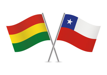 Bolivia and Chile flags. Vector illustration.