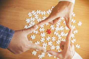concept of teamwork with Jigsaw