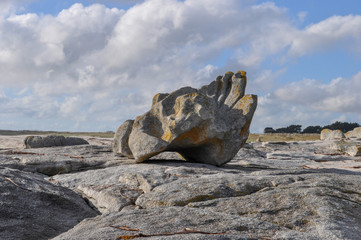 Rocher posé au bord de la plage