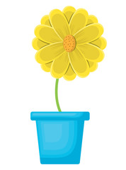 Beautiful flower in a pot icon over white background, vector illustration