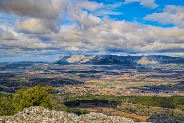 Provence, France, March 2018, The Sainte Victoire mountain seeing from the Regagnas Mountain