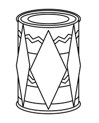 dholak drum with decorative indian style icon over white background, vector illustration