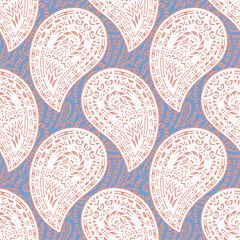 Seamless pattern of beautiful paisley cucumbers African, Turkish, Indian, Persian.