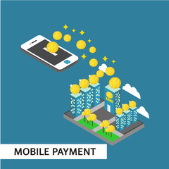 Mobile Payment Isometric Vector Template Design Illustration