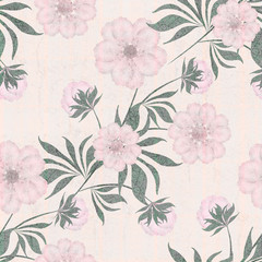 Seamless vintage floral pattern on light cream background.