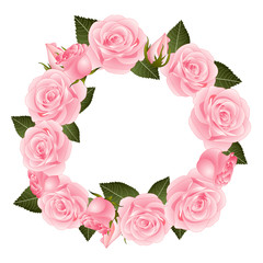 Fototapeta na wymiar Pink Rose Flower Wreath