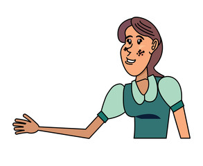 Farmer woman wearing a dress icon over white background, vector illustration