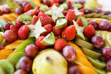 Fresh fruits colorful background.