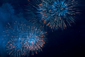 Blue salute, fireworks. Fireworks at new year.