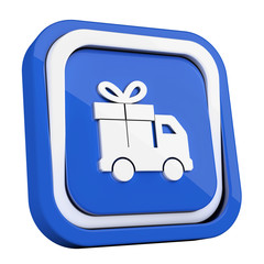 ikona plastikowa 3D niebieski kwadrat pierścień © vempireart