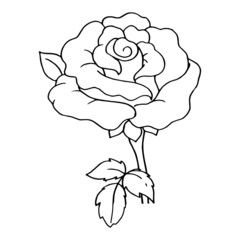 Rose cartoon illustration isolated on white background for children color book