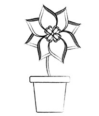 Beautiful flower in a pot icon over white background, vector illustration