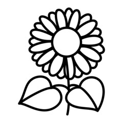 Sunflower cartoon illustration isolated on white background for children color book