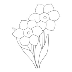 Flower cartoon illustration isolated on white background for children color book
