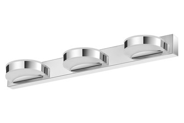 Shiny silver steel, LED lamp sconce isolated on white background