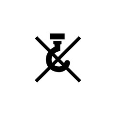 DO NOT USE HOOKS - PACKAGING. Flat Vector Icon illustration. Simple black symbol on white background. Do Not Use Hooks sign design template for web and mobile UI element