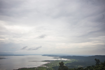 mountain in rain