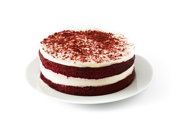 Red Velvet cake isolated on white background

