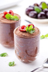 Chocolate Mousse With Organic Cherries