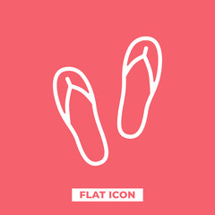 Pair of flip flops, summer time vacation attribute, slippers, shoes, sketch style vector black and white illustration isolated on white background. Hand drawn flip flops, sandals, symbol of summer