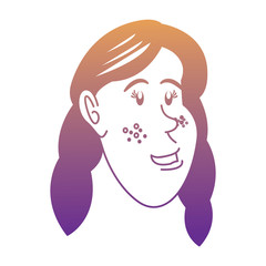 cartoon farmer woman with braids over white background, vector illustration