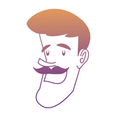 cartoon man face with mustache icon over white background, vector illustration