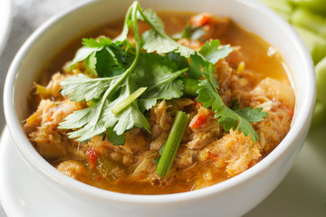 thai traditional healthy delicious grilled fish chili paste with side boiled vegetables