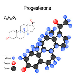chemical formula and model of the Progesterone