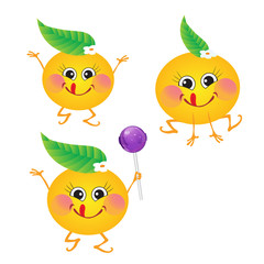 Orange, vector character on a white background.