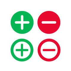 Plus and minus vector icon, positive and negative symbol. Simple, flat design for web or mobile app