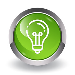 Light bulb icon glossy green button