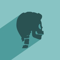 Abstract skull. Illustration of human skull. Icon with long shadow