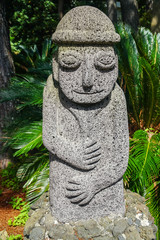 Dol hareubang, also called tol harubang, hareubang, or harubang - Traditional Statue Guard of Jeju Island in South Korea. Sculpture Made of Volcanic Rock