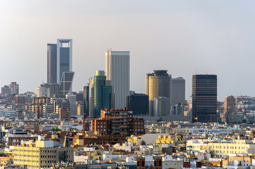 Madrid skyline and skyscrapers in business and financial district