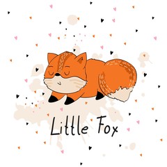 Vector hand drawn illustration. Cute cartoon fox.