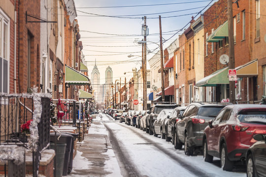 Street of Philadelphia with Snow