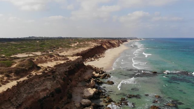 Gedor Sea Reserve panorama coast of the Mediterranean Sea region Olga city Hadera Israel

