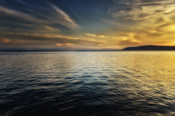 Summer landscape with a view of lake Baikal from Listvyanka vill