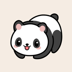 Kawaii illustration of a minimalist cute panda over a light pastel background.